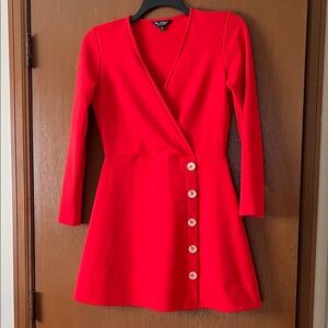Chic Red Long Sleeve Dress